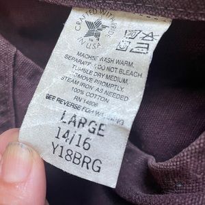 Carhart youth large overall.  Made in USA.